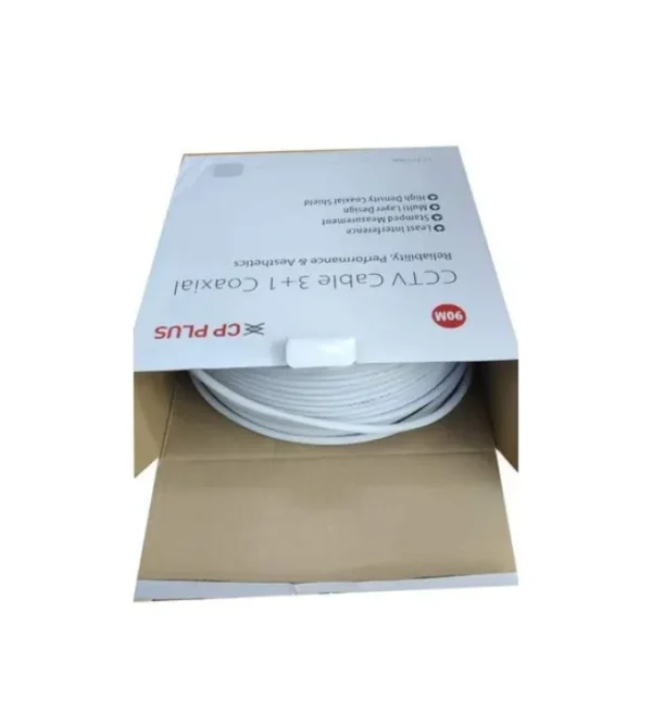 CP PLUS CCTV Cable 3+1 Coaxial 90 mtr, CCTV Cable Connectors (White) - Image 2