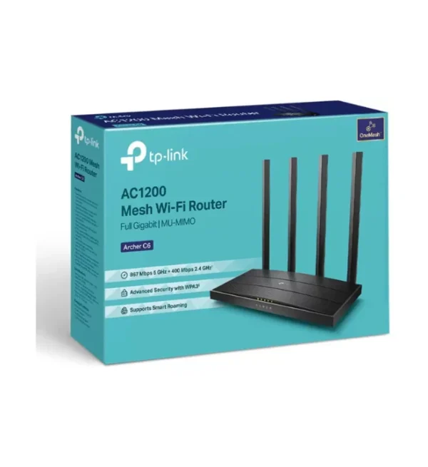 TP-Link Archer C6 MU-MIMO Gigabit Wireless Router 2.4 GHz, 5 GHz 1200 Mbps Wifi Speed Dual Band External Antenna Ethernet (Cable Broadband)  (Black) - Image 5